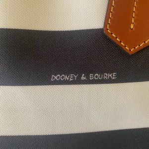 Dooney & Bourke black and white striped tote.